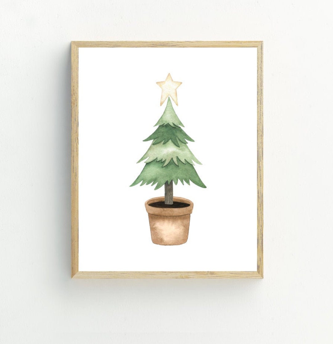 Christmas Tree Wall Art, Christmas Printable, Potted Tree Print ...
