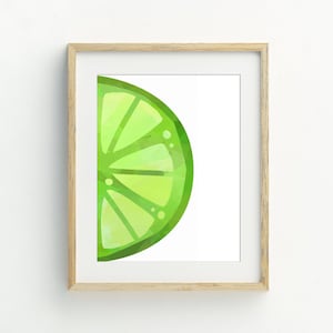 Lime Slice Print, Fruit Printable, Citrus Kitchen Wall Art, lime wedge digital download, minimalist wall art, 5x7, 8x10, 11x14, 16x20