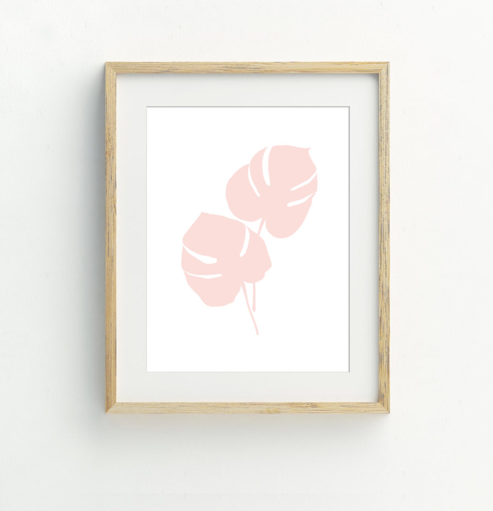 Blush Pink Minimalist Botanical Art Prints, Leaf Wall Art, Set of 3 ...