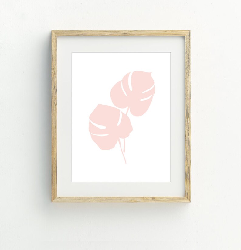 Blush Pink Minimalist Botanical Art Prints, Leaf Wall Art, Set of 3 ...