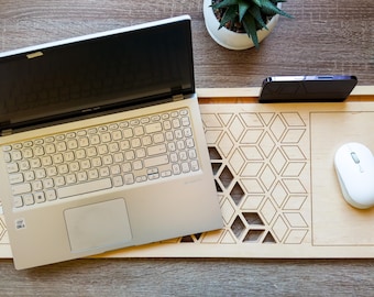 Wooden Laptop Board 30" or 25.5" with Mouse Area & Cooling