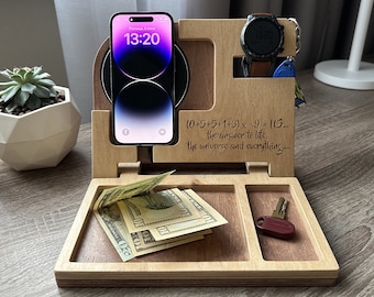Stylish and Functional Wooden Docking Station for Smartphones and Other Essentials