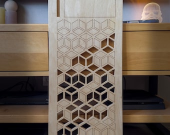 Personalized Wooden Laptop Tray with Phone Holder. Handmade Ventilated Lap Desk.