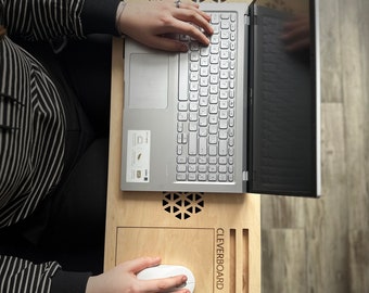 Handgemaakte houten laptoptafel: gepersonaliseerd ergonomisch schootbureau