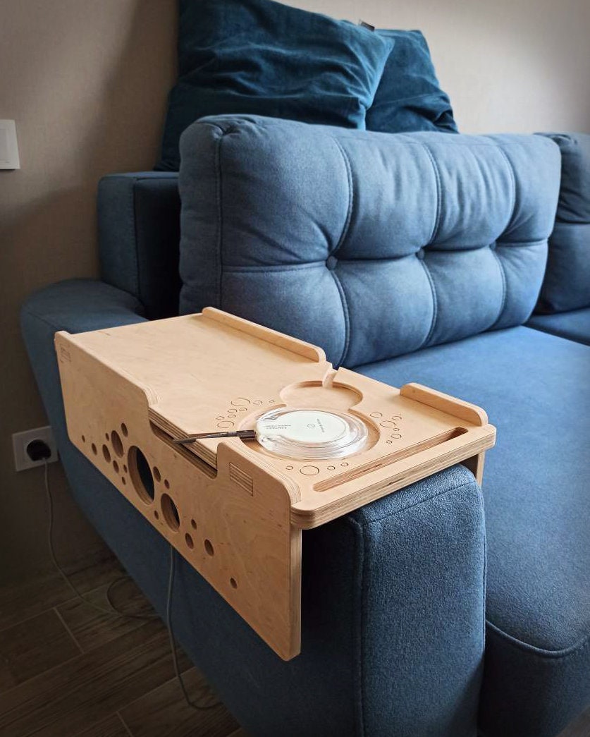 Holzblock Premium Sofa Tray Wood Armrest Rest Sofa Butler Couch Shelf Cup  Holder Sofa Oak Couch Tray 