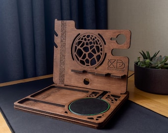 Wood Desk Dock, Phone Stand with Watch Slot