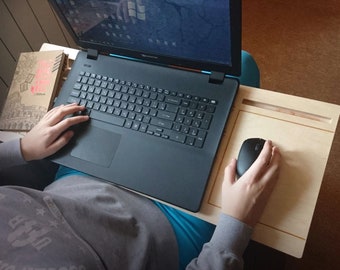 Handcrafted Wooden Laptop Table: Personalized Ergonomic Lap Desk