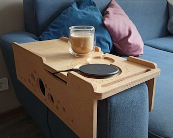 Custom Couch Armrest Tray Table: Plywood Sofa Organizer