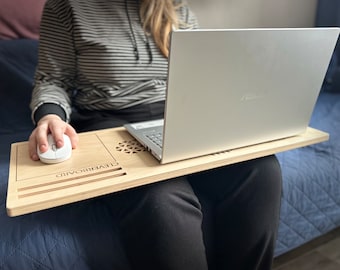 Mesa de madera para portátil hecha a mano: escritorio ergonómico personalizado