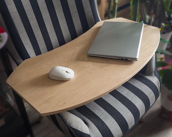 Natural Wood Laptop Lap Desk: Curved Design for Sofa & Chair