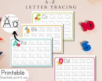 Alfabetwerkbladen - afdrukbare lettertracering - oefenwerkboek alfabettracering - ABC-alfabetten leren voor peuters