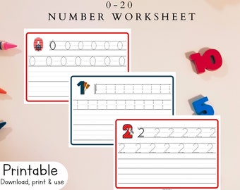 May include: Printable number tracing worksheet for children aged 2-5. The worksheet features numbers 0-2 with dotted lines for tracing. The numbers are decorated with colourful ladybug and butterfly illustrations.