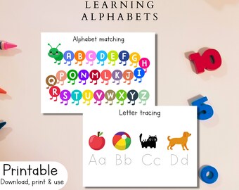 Alphabet Activities For Toddlers - Preschool Printable - Alphabet Worksheets - Busy Book Alphabet Matching Activity & Letter Tracing