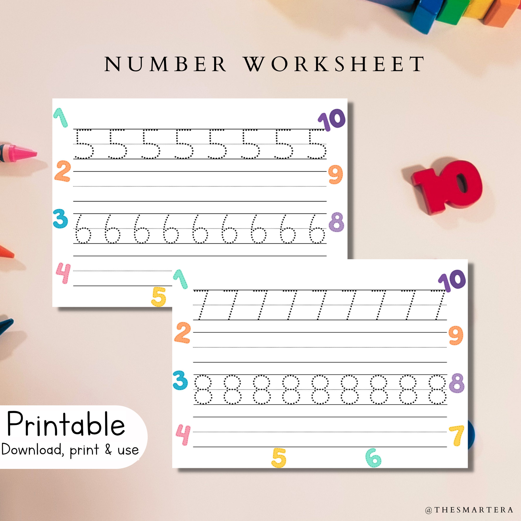 Number Practice Worksheet Printable Handwriting Practice - Etsy