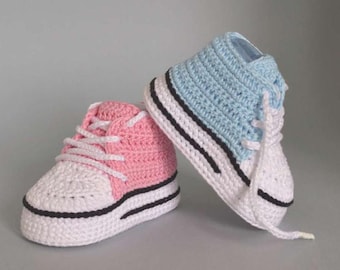 Crochet High Top Sneakers Pattern PDF – Baby Booties for newborn to 9M, DIY Stylish Shoes Tutorial, Easy for Beginners, Instant Download