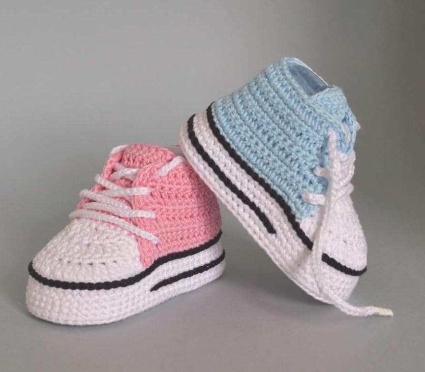 Crochet High Top Sneakers Pattern PDF – Baby Booties for Newborn to 9M ...