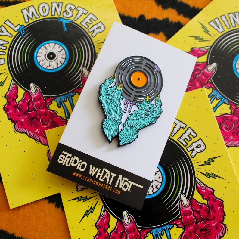 Vinyl Monster Enamel Pin, Music and Record Lover Gift image 6