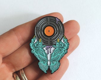 Vinyl Monster Enamel Pin, Music and Record Lover Gift