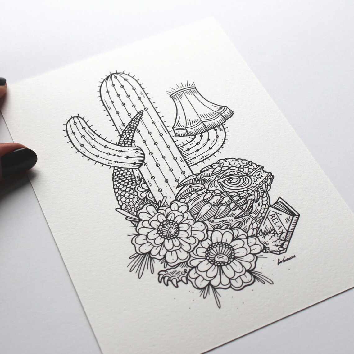 Desert Relax 5x7 Art Print Wall Decor Illustration Gift | Etsy