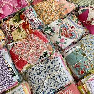 Pastel Fabric Scrap Bag No. 12, Fabric Snippets, 99 Pieces for Slow Stitching, Junk Journals, Collage, Mending  PLEASE READ DESCRIPTION