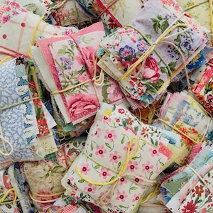 Pastel Fabric Scrap Bag No. 11, Fabric Snippets, 100+ Pieces for Slow Stitching, Junk Journals, Collage, Mending  PLEASE READ DESCRIPTION