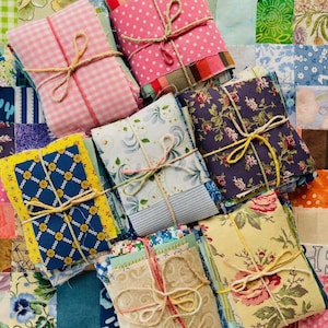 Pastel Fabric Scrap Bag: 98 Pieces for Slow Stitching, Collage, Junk Journals, Scrappy Quilts   PLEASE READ DESCRIPTION