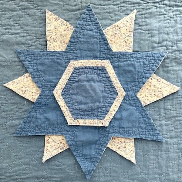 Cutter Quilt Pieces, Blue and White Stars, Hexis, Diamonds, Tattered & Shabby: For Slow Stitching, Mending, Collage, Fabric Arts, Journals