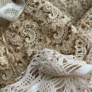 Antique Lace Snippets for Slow Stitching, Junk Journals, Fabric Journals: Various Widths and Lengths. PLEASE READ DESCRIPTION.