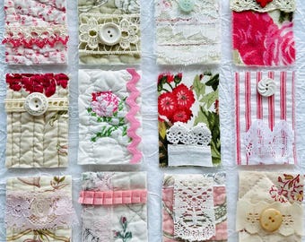 Beginner Slow Stitch Kit: Vintage Quilt Snippets, Lace & Buttons