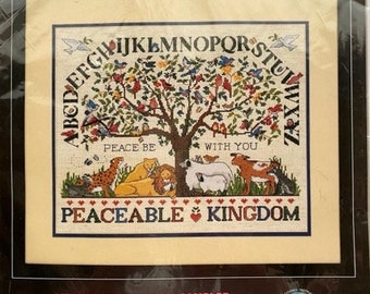 Peaceable Kingdom Sampler, Cross Stitch Kit, Unopened, Dimensions 35003, Ellen Stouffer Design, 11.5 x 14, Complete, Excellent Condition