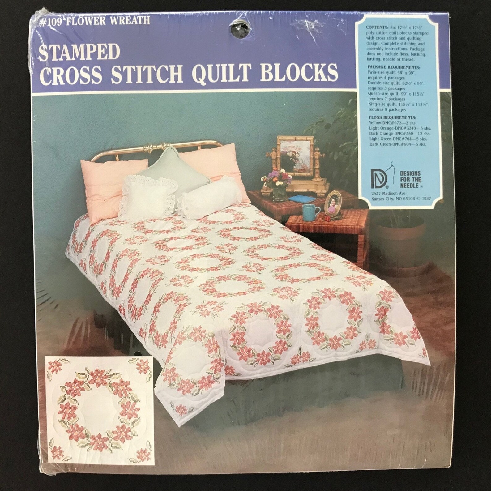 Stamped Cross Stitch Quilt Blocks Six Blocks 17.5 X Etsy