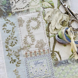 Beginners Slow Stitch Embroidery Kit. Easy Instructions/Stitches. Ready-to-Stitch Fabrics, Laces, Patterns, Floss. &quot;The Secret Garden&quot; 8x10&quot;