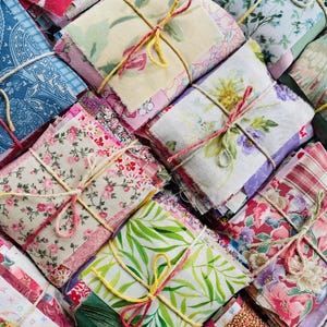 Pastel Fabric Scrap Bag: 101 Pieces for Slow Stitching, Collage, Junk Journals, Scrappy Quilts   PLEASE READ DESCRIPTION