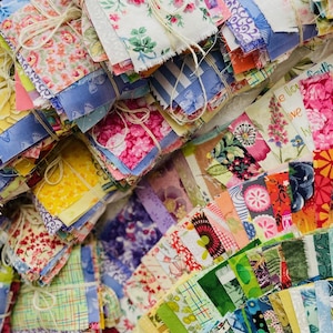 Pastel Fabric Scrap Bag No. 12, Fabric Snippets, 101 Pieces for Slow Stitching, Junk Journals, Collage, Mending  PLEASE READ DESCRIPTION