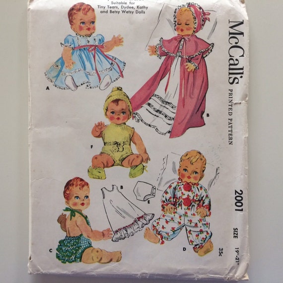 Betsy Wetsy Dy Dee Kathy Vtg 1950s Baby Doll Pattern ~ 19/" 20/" 21/" Tiny Tears