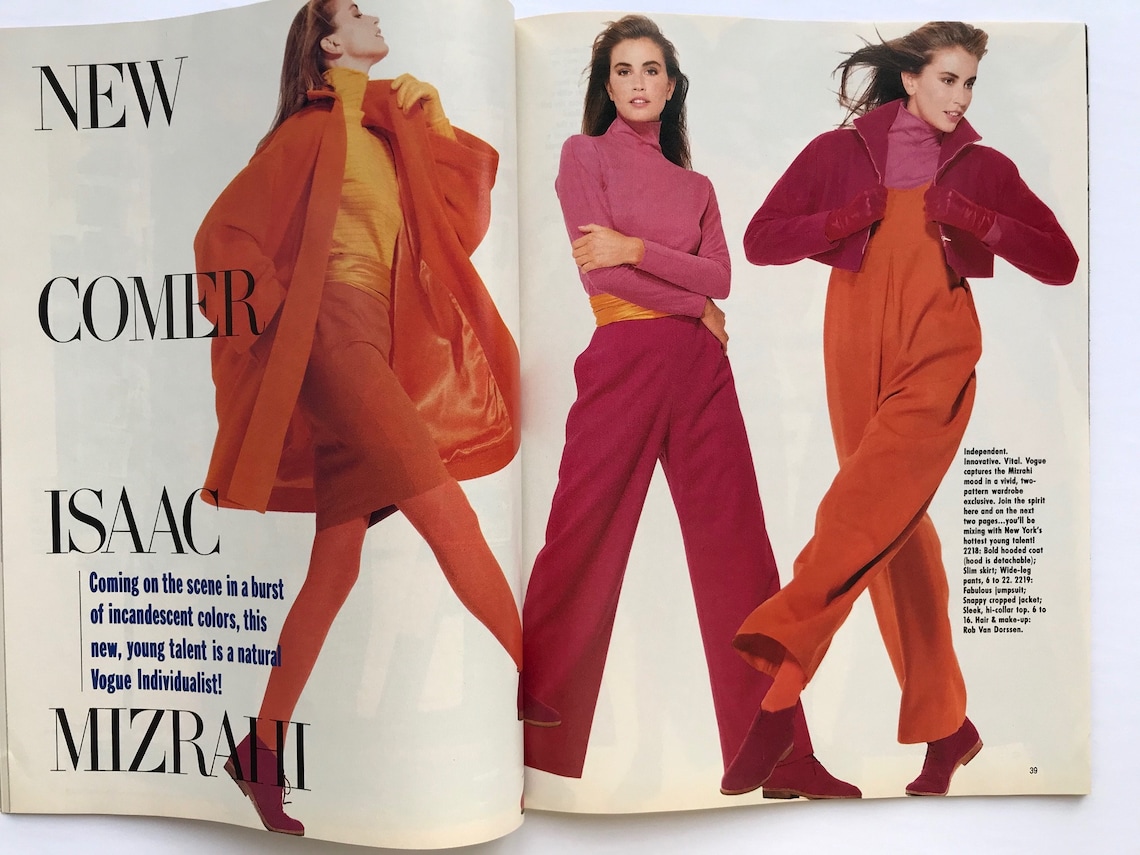 "Newcomer Isaac Mizrahi: Coming on the scene in a burst of incandescent colors, this new, young talent is a natural Vogue Individualist!"