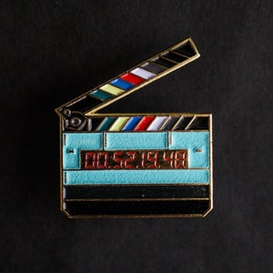 Glow in the dark timecode film slate movie clapper enamel pin Great gift for filmmakers, movie lovers and sound department image 6