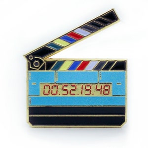 Glow in the dark timecode film slate movie clapper enamel pin Great gift for filmmakers, movie lovers and sound department image 5