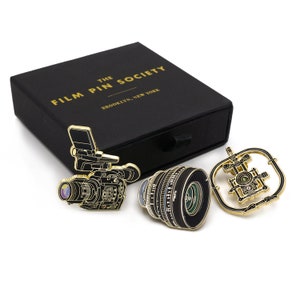 Documentary Camera Package enamel pin box set for film and video lovers! Perfect gift for filmmakers, movie lovers, lenses, video cameras!