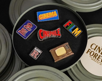 Limited Edition Enamel Pin Set - 8mm Vintage Film Reel Collector's Set for cinephiles, movies, cinema, video, nostalgia.