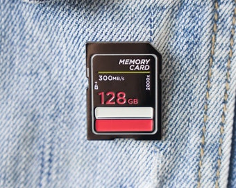 SD Memory card enamel pin! Perfect gift for photographers, filmmakers, movie lovers, cinematographers, tech and camera people!