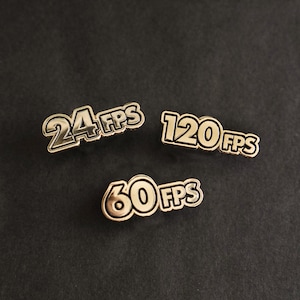 Frame Rate enamel pin set! Perfect gift for filmmakers, cinematographers, video editors and movie lovers! 24fps, 60fps, 120fps pins!