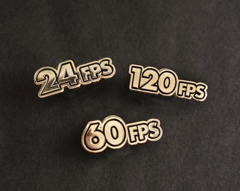 Frame Rate enamel pin set! Perfect gift for filmmakers, cinematographers, video editors and movie lovers! 24fps, 60fps, 120fps pins!