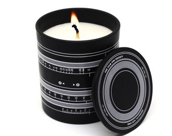 Cinema Lens Candle. A great wrap gift for movie lovers, filmmakers, cinematographers, production, film, video, photographers, cinematic!