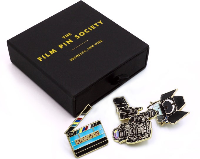Light Camera Action! Enamel pin movie box set. Perfect gift for filmmakers and movie lovers, cinematographers, sound opererators!