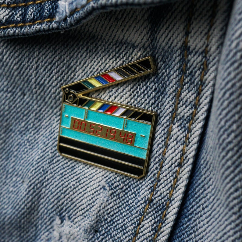 Glow in the Dark Timecode Film Slate Movie Clapper Enamel Pin! Great ...