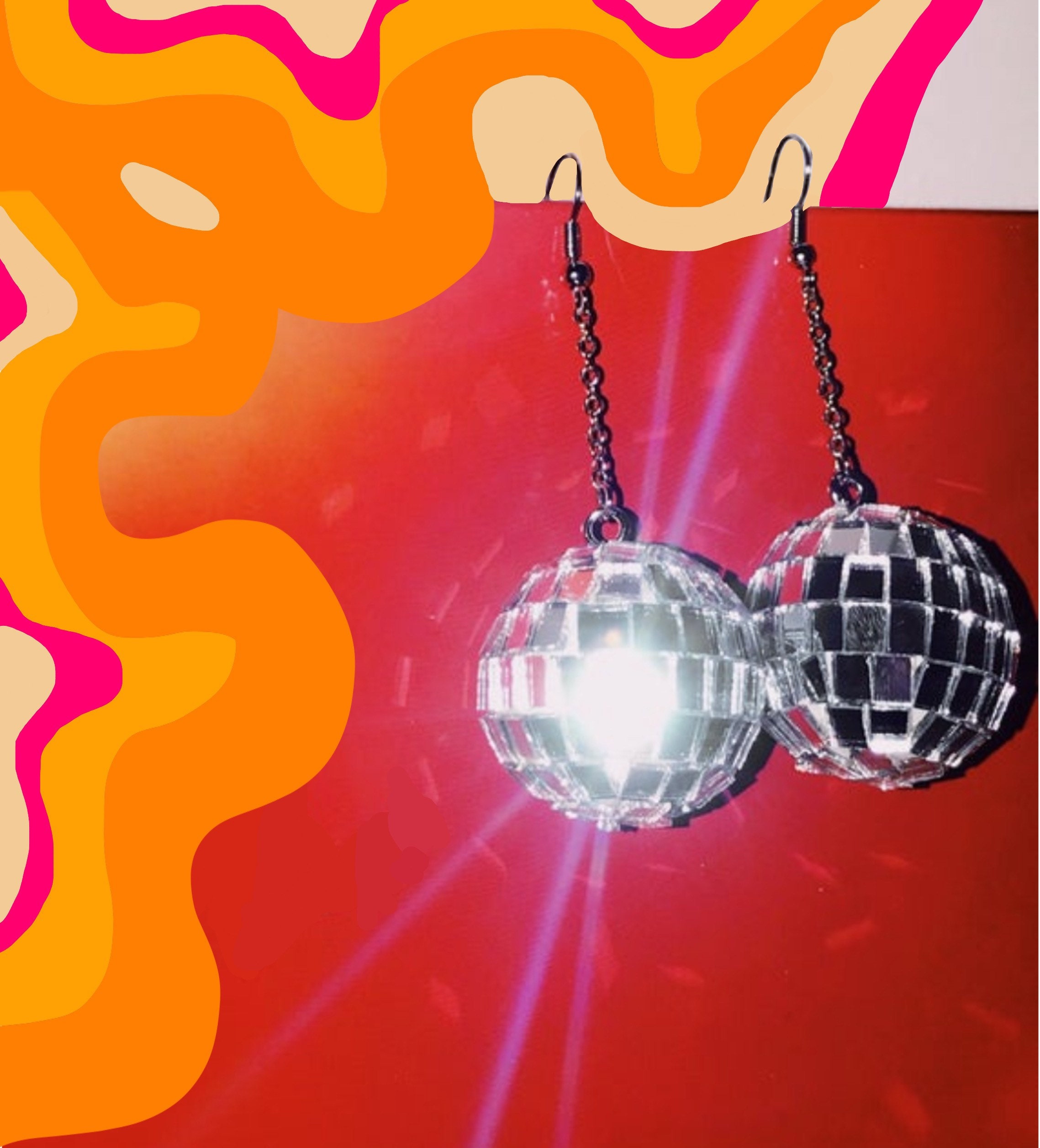 Disco Ball Statement Earrings Etsy