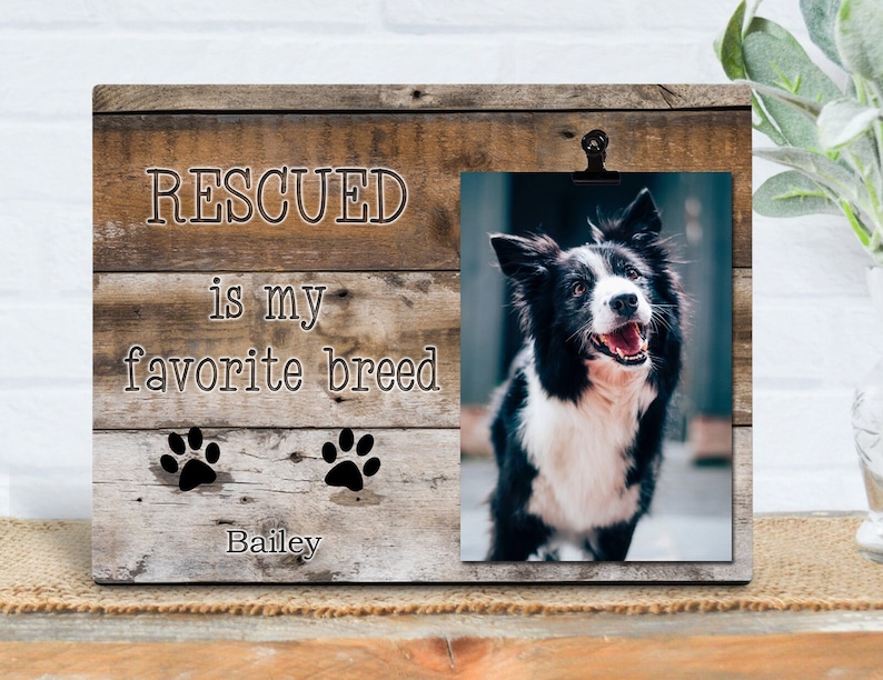 Pet Frame Personalized Name of Rescued Dog or Cat Clip Frame Photo