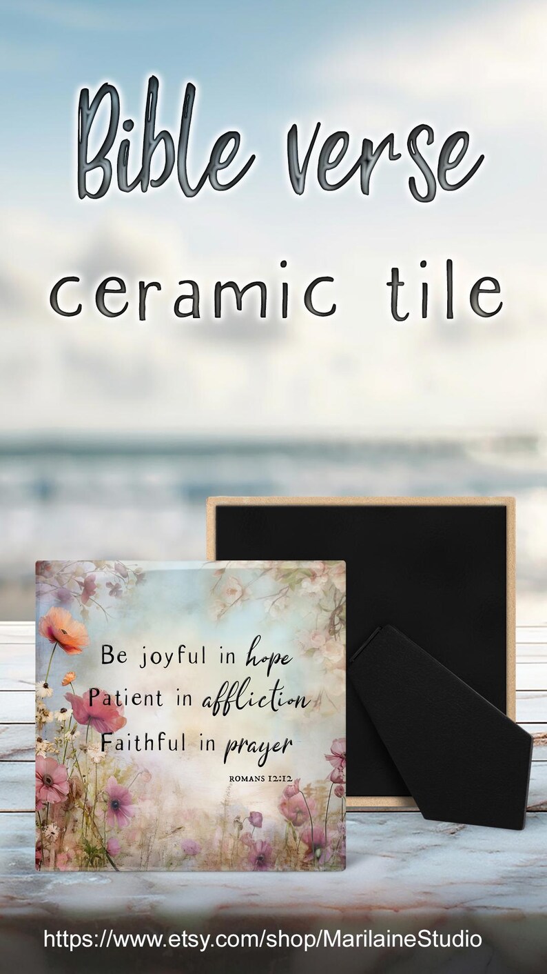 Scripture Tile Floral Bible Verse Ceramic Tile, Religious Gift, Romans 12:12 - Etsy