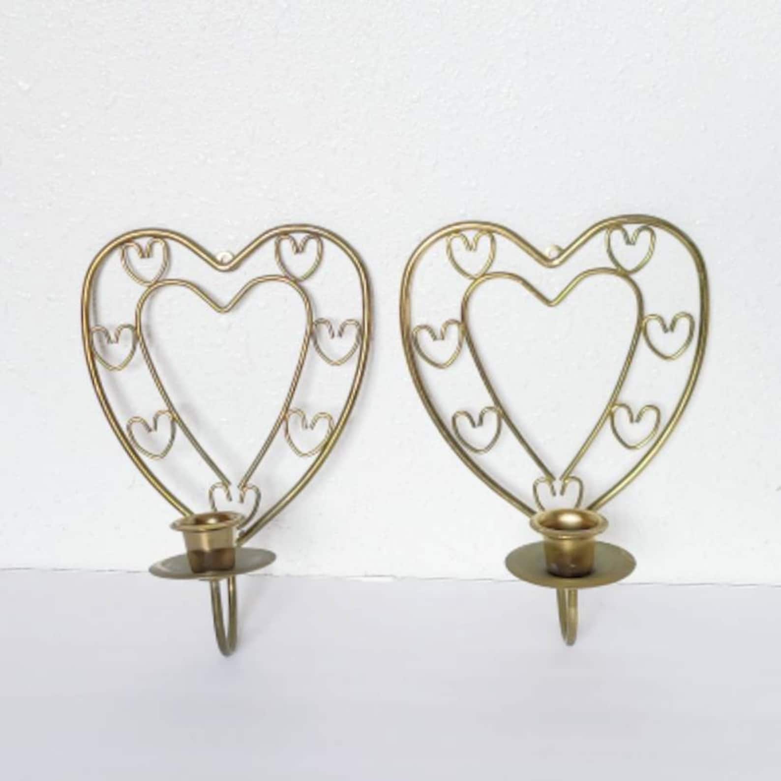 Vintage brass heart hanging candle holder sconce Etsy